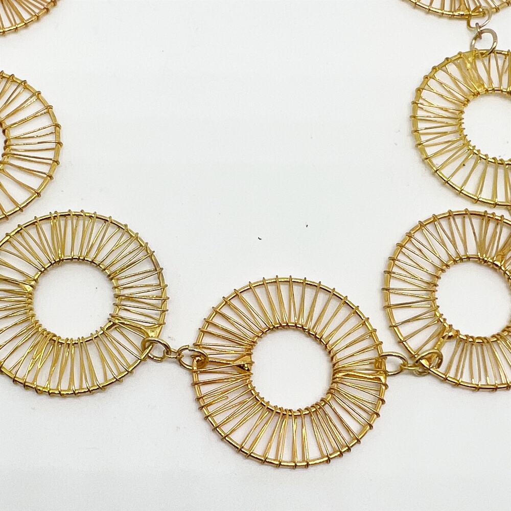 Handmade Gold Tone Medallion Disc Chain Necklace Handcrafted Artisan - Picture 3 of 4